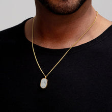 Load image into Gallery viewer, Men&#39;s Small Howlite Dog Tag Locket - Gold
