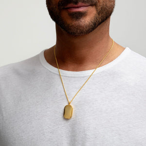 Men's Gold Oval Tag Locket