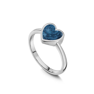 Heart Ashes Resin Ring With Plain Band - Silver