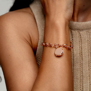 Links Round Locket Bracelet – Rose Gold