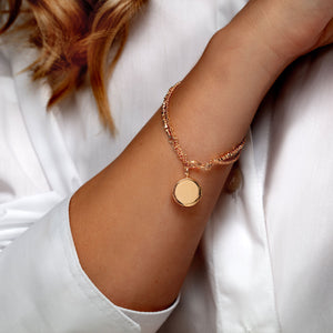 Rose Gold Nugget Round Locket Bracelet