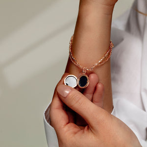 Rose Gold Nugget Round Locket Bracelet