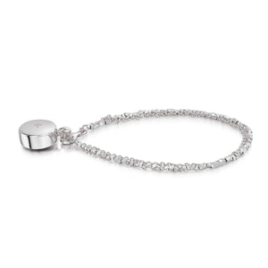 Diamond Drum Urn Bracelet with Nugget Chain - Silver