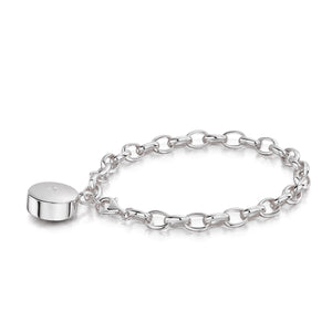 Diamond Drum Urn Bracelet with Links Chain - Silver