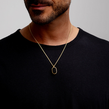 Load image into Gallery viewer, Men&#39;s Small Onyx Dog Tag Locket - Gold
