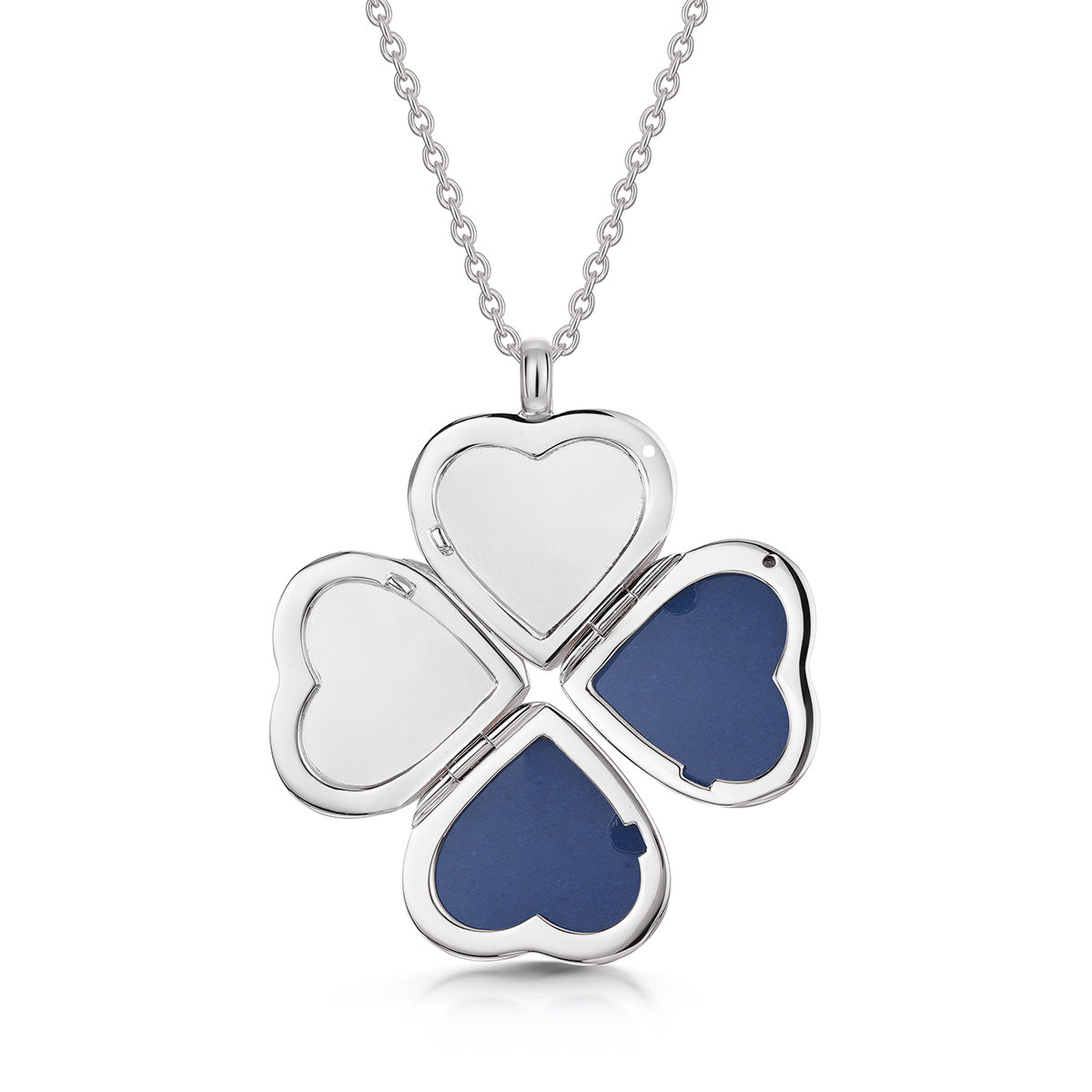 4 Photo Heart Clover Locket - Silver