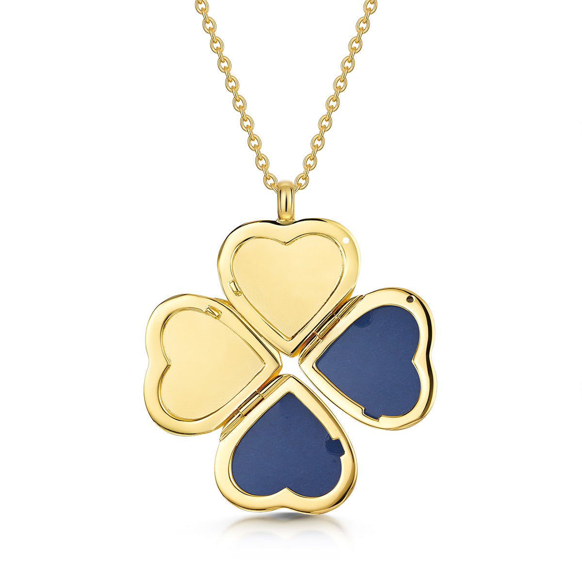 4 Photo Heart Clover Locket - Gold