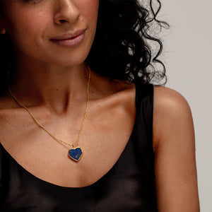 Lapis Lazuli Modern Heart Locket – Gold