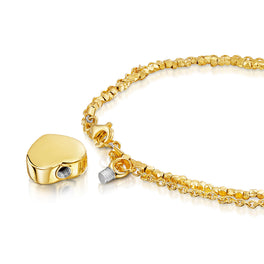 Nugget Chain Heart Urn Ashes Bracelet – Gold