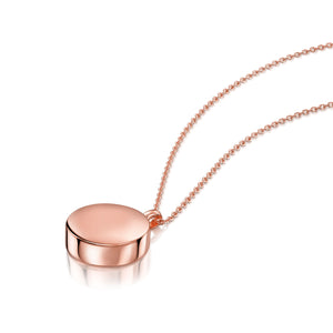Round Drum Urn Ashes Necklace – Rose Gold