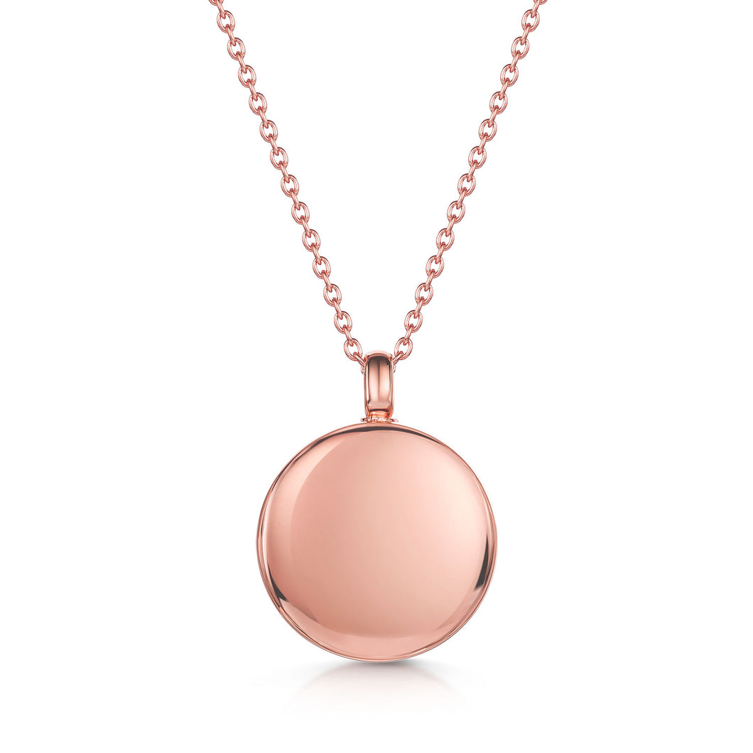Round Drum Urn Ashes Necklace – Rose Gold