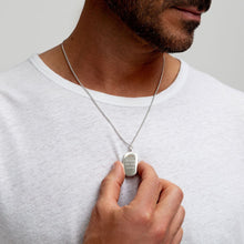 Load image into Gallery viewer, Men&#39;s Large Lapis Dog Tag Locket - Silver
