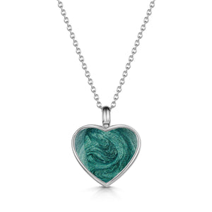 Heart Ashes Resin Necklace - Silver