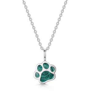 Paw Print Ashes Resin Pendant - Silver