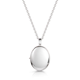 Mother Of Pearl Oval Locket - Silver