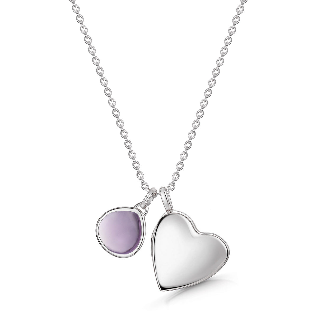 Drop Heart Birthstone Personalised Locket – Silver