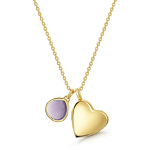 Load image into Gallery viewer, Drop Heart Birthstone Personalised Locket – Gold
