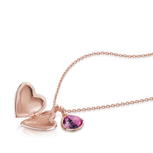 Load image into Gallery viewer, Drop Heart Birthstone Personalised Locket – Rose Gold
