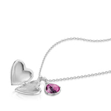 Load image into Gallery viewer, Drop Heart Birthstone Personalised Locket – Silver
