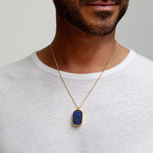 Load image into Gallery viewer, Men&#39;s Large Lapis Dog Tag Locket - Gold
