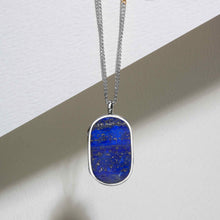 Load image into Gallery viewer, Men&#39;s Large Lapis Dog Tag Locket - Silver
