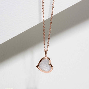 Drop Heart Ashes Resin Pendant - Rose Gold