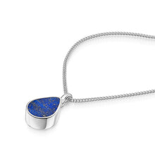 Load image into Gallery viewer, Men&#39;s Teardrop Lapis Ashes Urn Necklace - Silver
