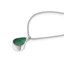 Load image into Gallery viewer, Men&#39;s Teardrop Malachite Ashes Urn Necklace - Silver
