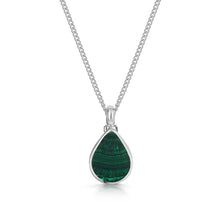 Load image into Gallery viewer, Men&#39;s Teardrop Malachite Ashes Urn Necklace - Silver
