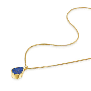 Men's Teardrop Lapis Ashes Urn Necklace - Gold