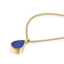 Load image into Gallery viewer, Men&#39;s Teardrop Lapis Ashes Urn Necklace - Gold
