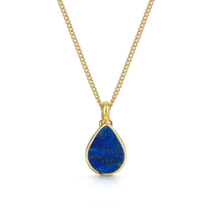 Men's Teardrop Lapis Ashes Urn Necklace - Gold