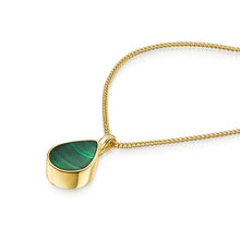 Load image into Gallery viewer, Men&#39;s Teardrop Malachite Ashes Urn Necklace - Gold
