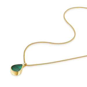 Men's Teardrop Malachite Ashes Urn Necklace - Gold