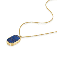 Load image into Gallery viewer, Men&#39;s Large Lapis Dog Tag Locket - Gold
