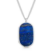 Load image into Gallery viewer, Men&#39;s Large Lapis Dog Tag Locket - Silver
