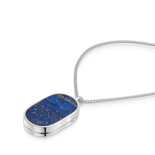 Load image into Gallery viewer, Men&#39;s Large Lapis Dog Tag Locket - Silver
