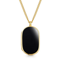 Load image into Gallery viewer, Men&#39;s Large Onyx Dog Tag Locket - Gold
