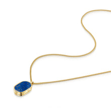 Load image into Gallery viewer, Men&#39;s Small Lapis Lazuli Dog Tag Locket - Gold
