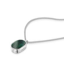 Load image into Gallery viewer, Men&#39;s Small Malachite Dog Tag Locket - Silver
