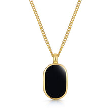 Load image into Gallery viewer, Men&#39;s Small Onyx Dog Tag Locket - Gold
