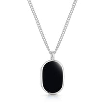 Load image into Gallery viewer, Men&#39;s Small Onyx Dog Tag Locket - Silver
