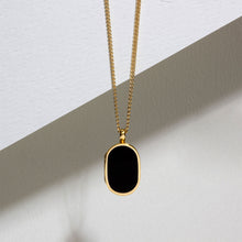 Load image into Gallery viewer, Men&#39;s Small Onyx Dog Tag Locket - Gold
