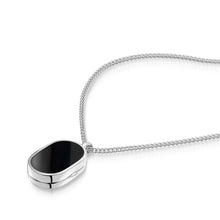 Load image into Gallery viewer, Men&#39;s Small Onyx Dog Tag Locket - Silver

