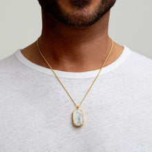 Load image into Gallery viewer, Men&#39;s Large Howlite Dog Tag Locket - Gold
