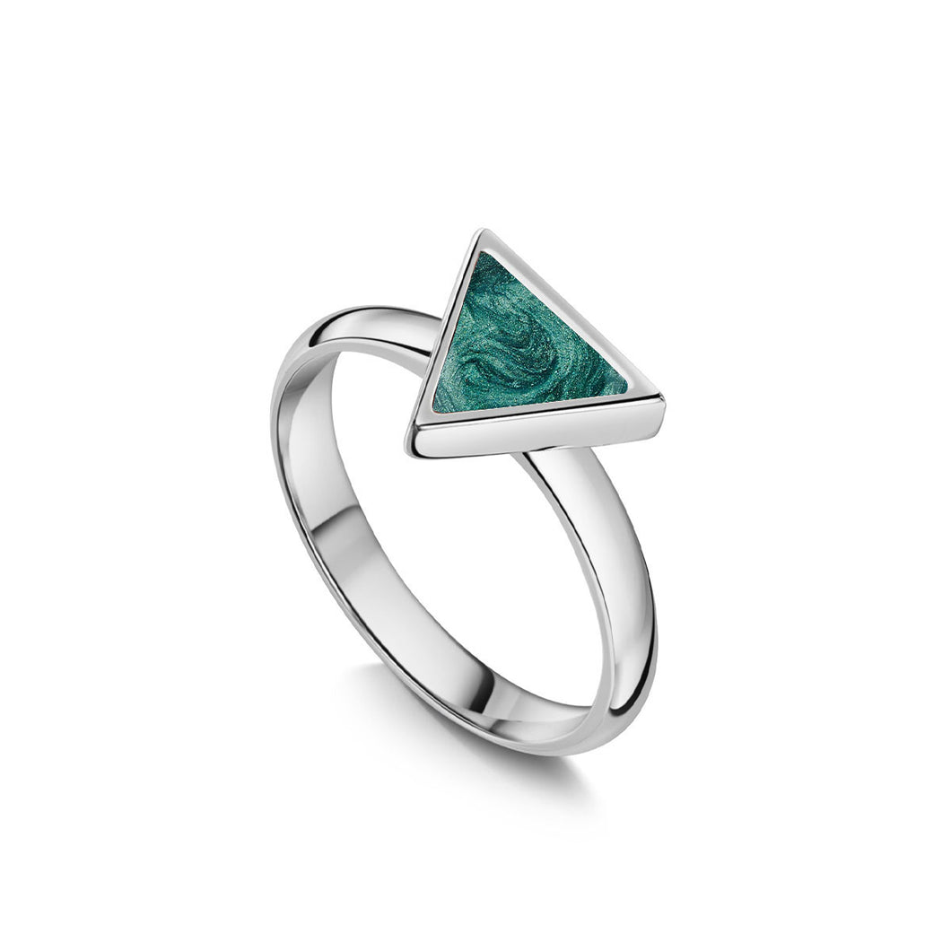 Triangular Ashes Resin Ring - Silver