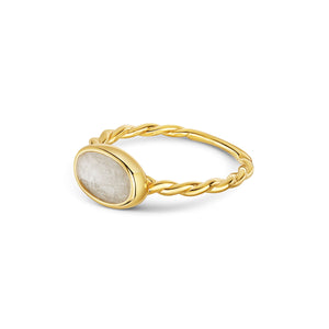 Oval Ashes Resin Ring With Twisted Band - Gold