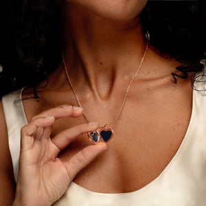 Lapis Lazuli Modern Heart Locket – Rose Gold