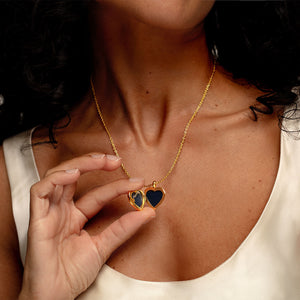 Lapis Lazuli Modern Heart Locket – Gold