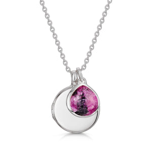 Round Birthstone Personalised Locket – Silver